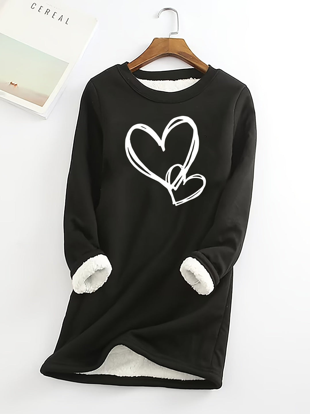 Gail - Cozy Heart Print Thermal Jumper