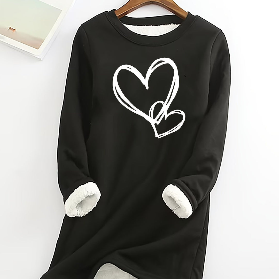 Gail - Cozy Heart Print Thermal Jumper