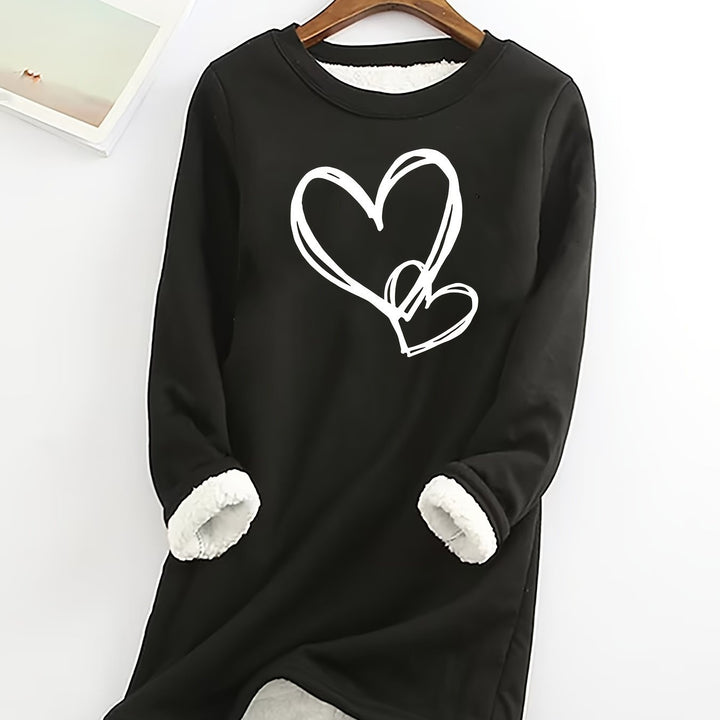 Gail - Cozy Heart Print Thermal Jumper