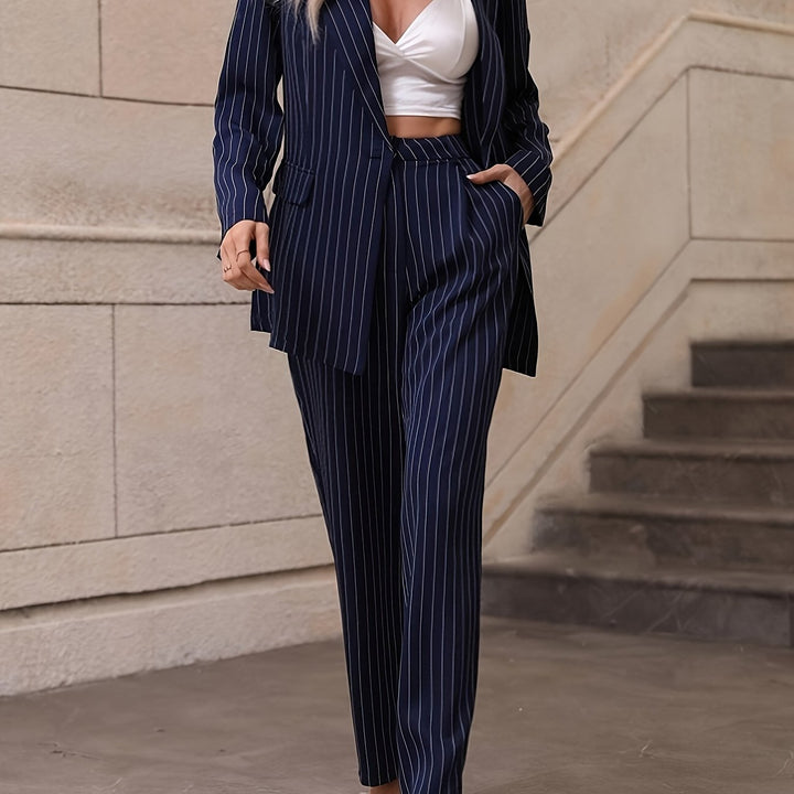 Anice - Elegant Striped Blazer And Trousers Set