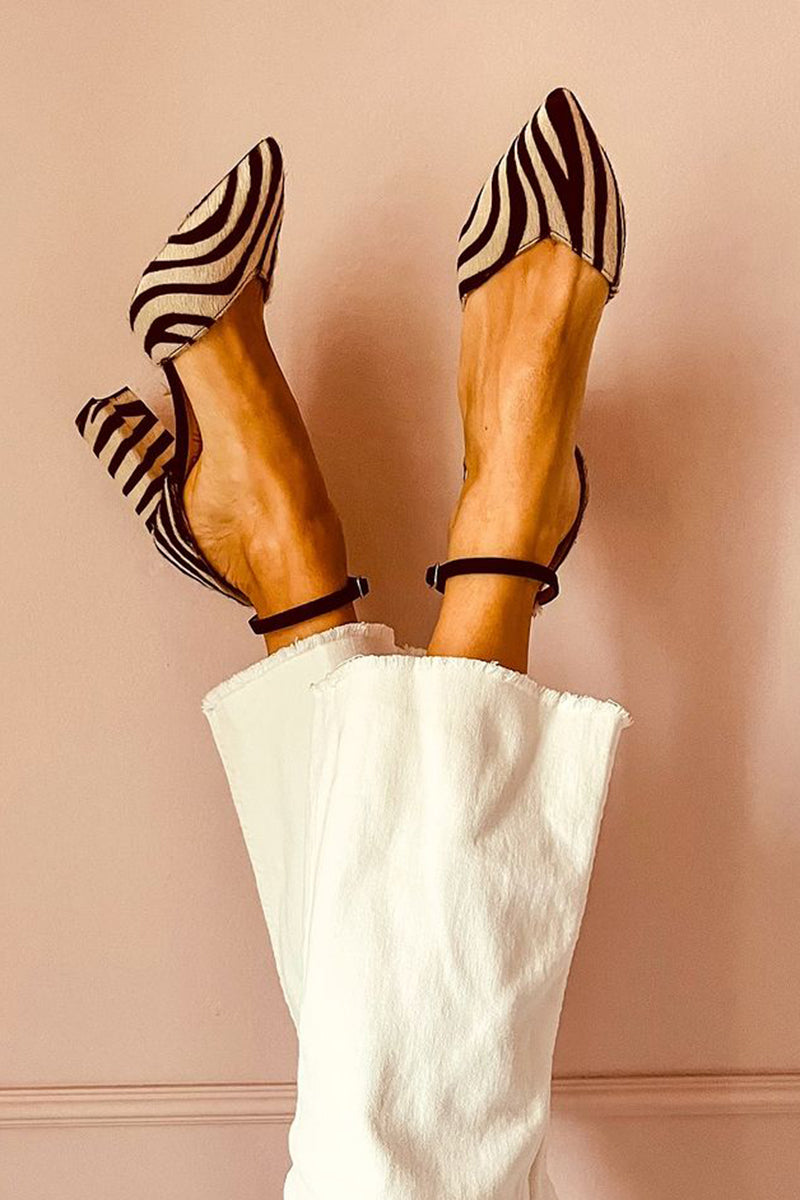 Mirai™ | Sandals with Mid Heel and Ankle Strap in Zebra Print