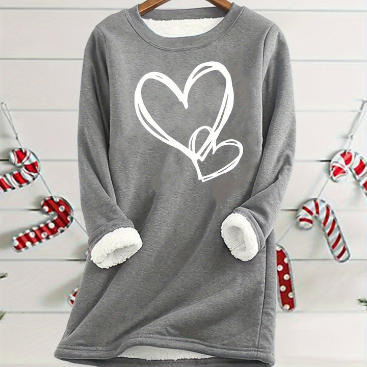Gail - Cozy Heart Print Thermal Jumper