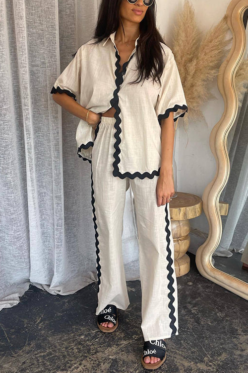 Gwyn - Ric Rac Button Up & Elastic Pants Set – Stylish & Relaxed