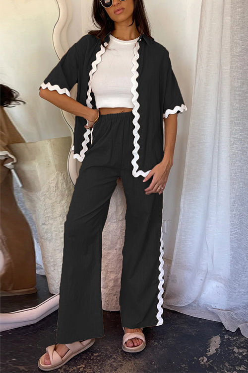 Gwyn - Ric Rac Button Up & Elastic Pants Set – Stylish & Relaxed