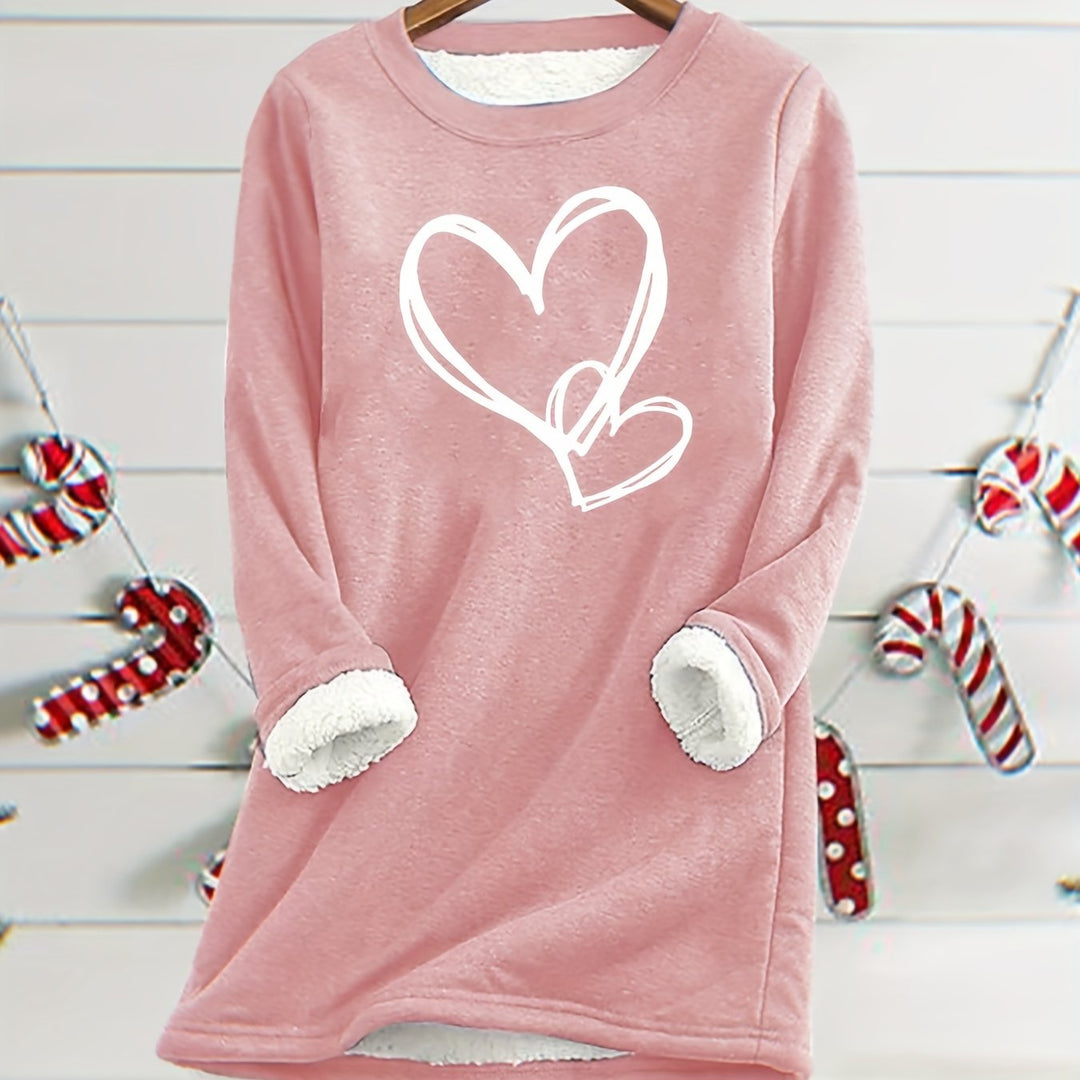 Gail - Cozy Heart Print Thermal Jumper
