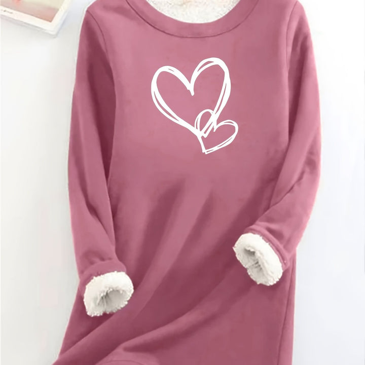 Gail - Cozy Heart Print Thermal Jumper