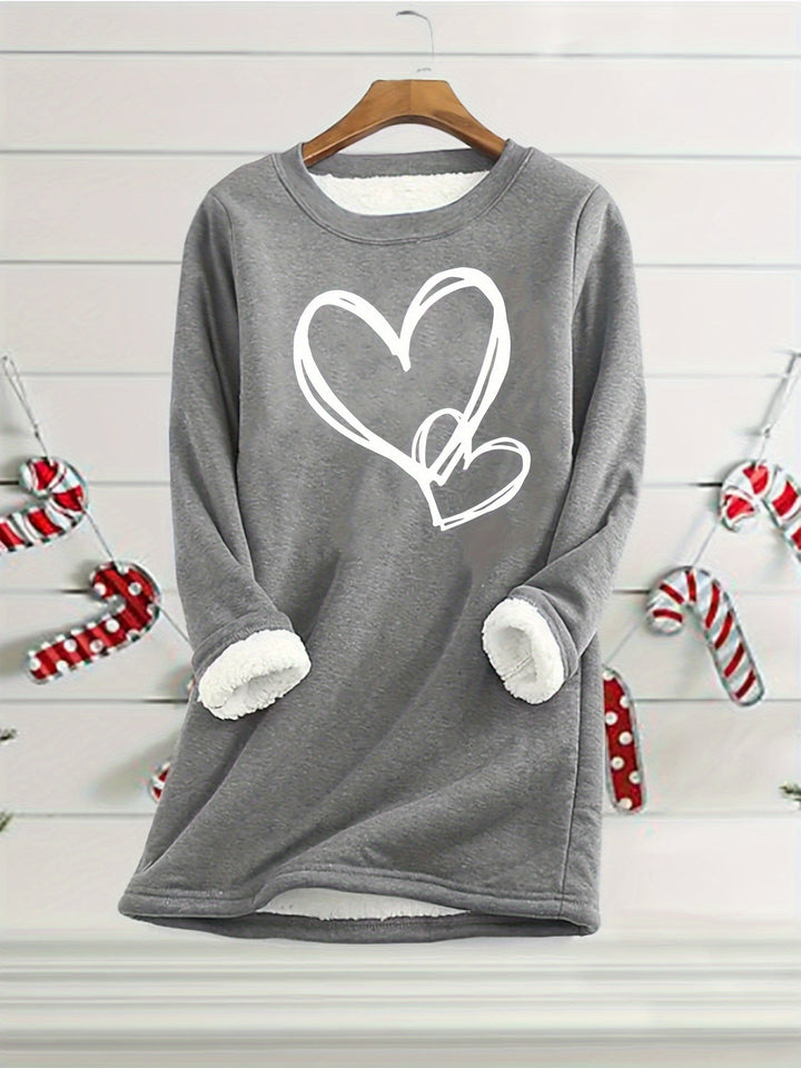 Gail - Cozy Heart Print Thermal Jumper
