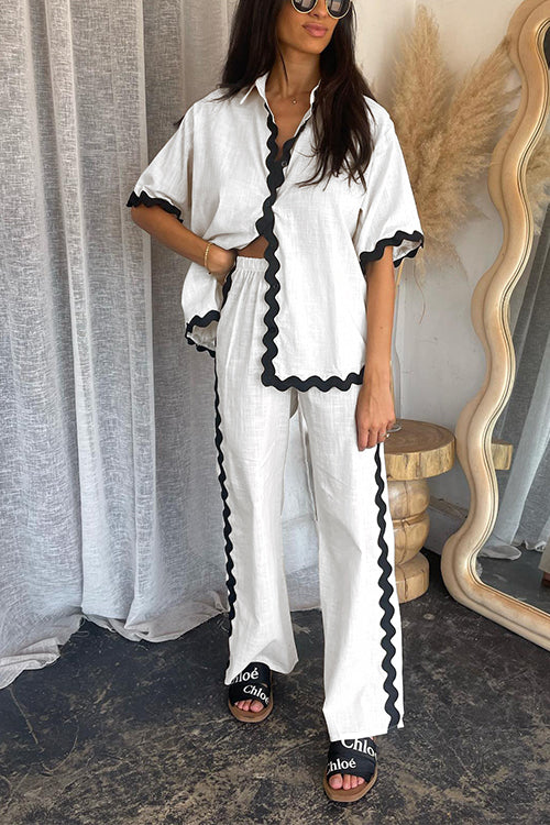 Gwyn - Ric Rac Button Up & Elastic Pants Set – Stylish & Relaxed
