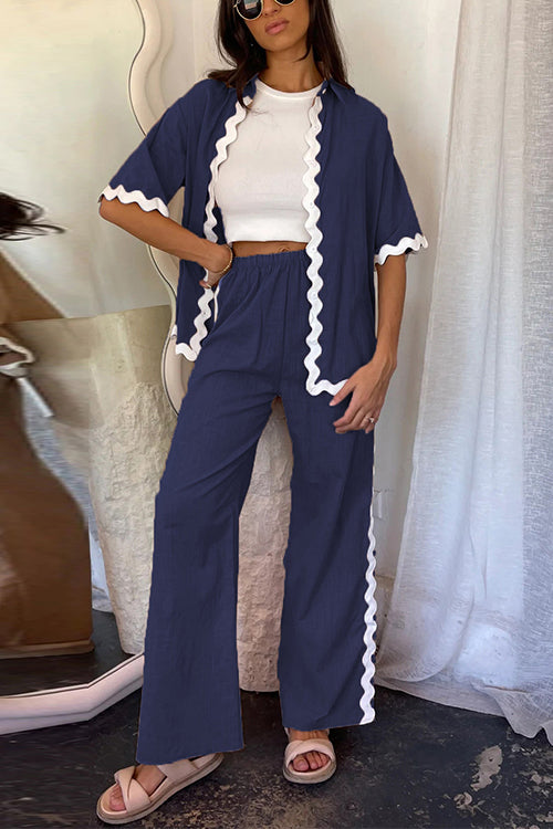 Gwyn - Ric Rac Button Up & Elastic Pants Set – Stylish & Relaxed