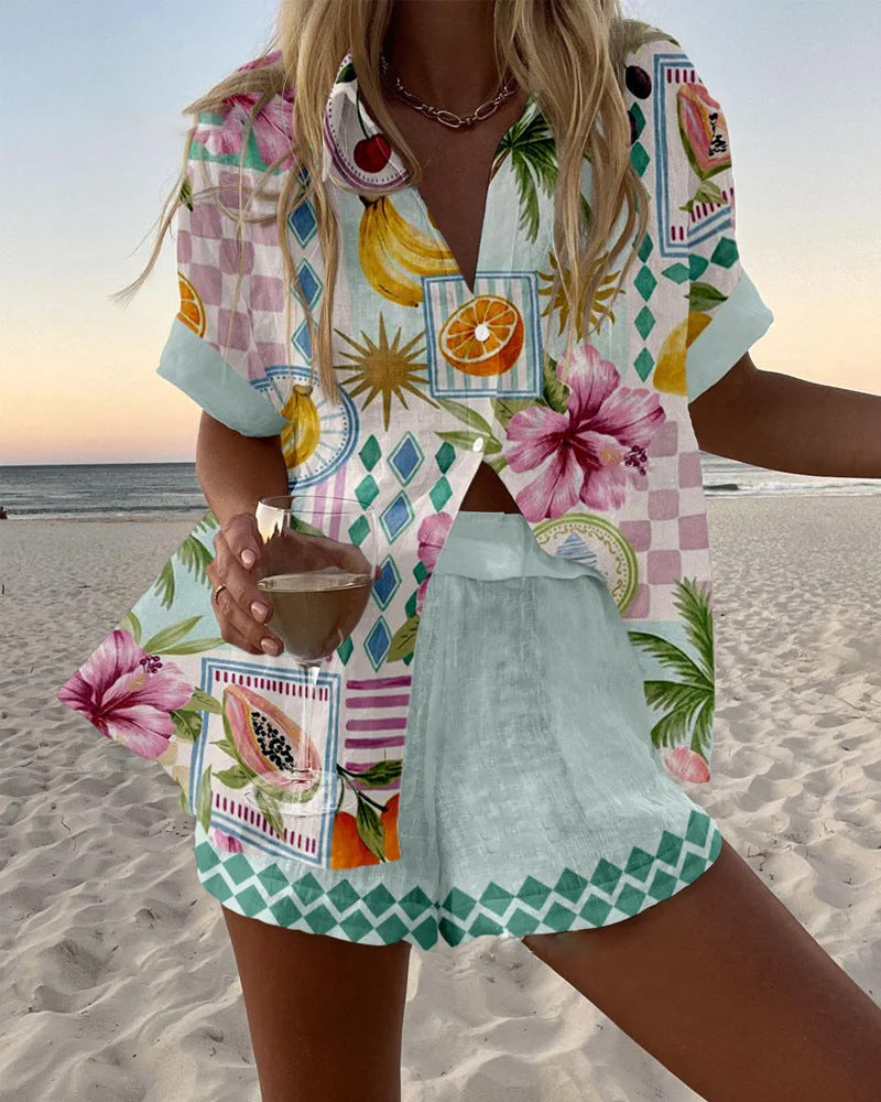 Maevin – Short Summer Suit with Fruit Print