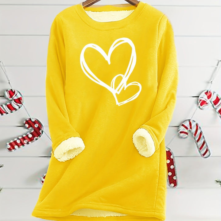 Gail - Cozy Heart Print Thermal Jumper