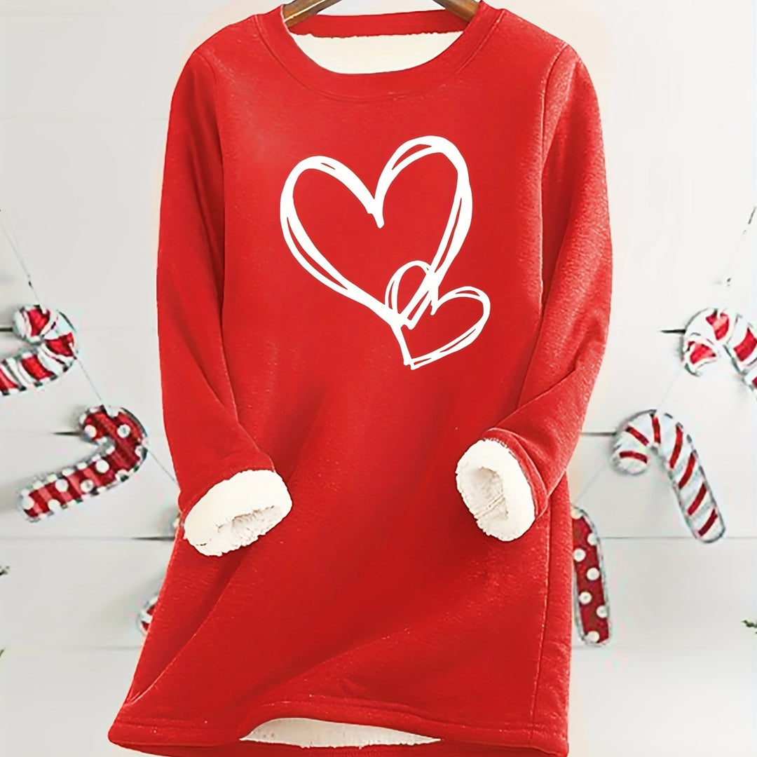 Gail - Cozy Heart Print Thermal Jumper