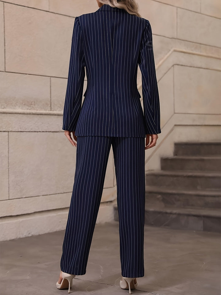 Anice - Elegant Striped Blazer And Trousers Set