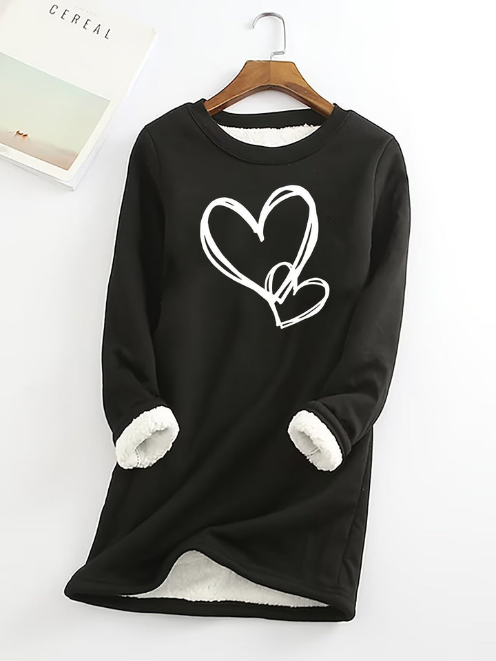 Gail - Cozy Heart Print Thermal Jumper