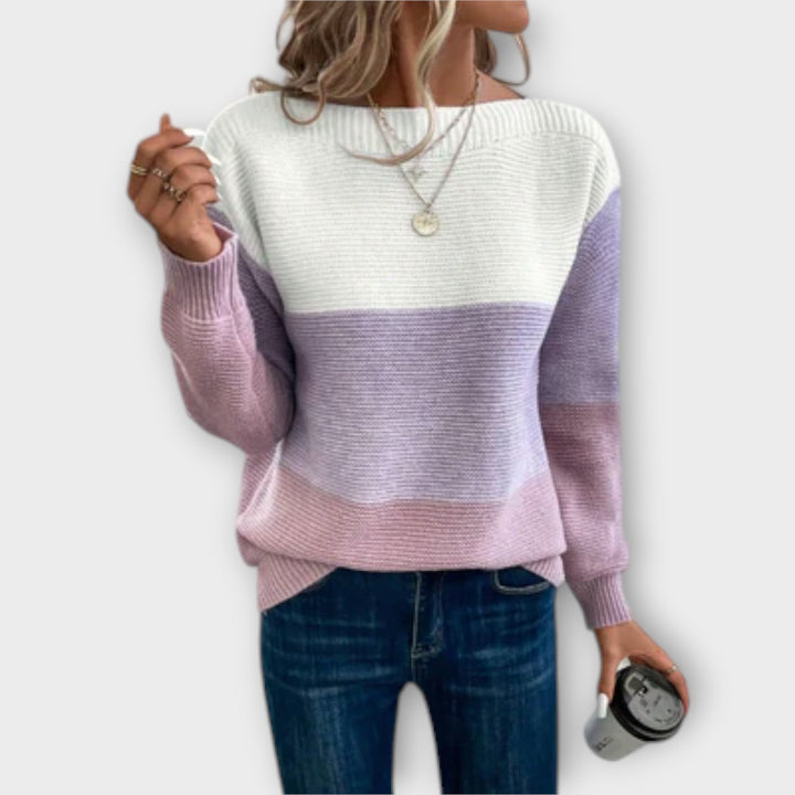 Charlotte - Elegant Three-Colour Patchwork Sweater
