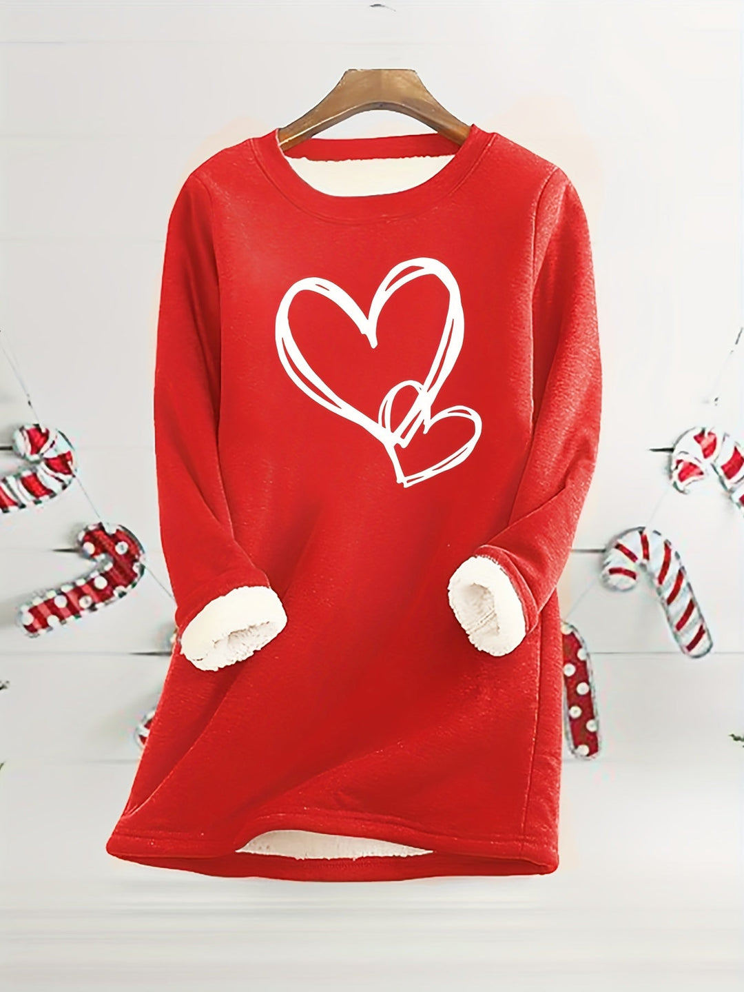 Gail - Cozy Heart Print Thermal Jumper