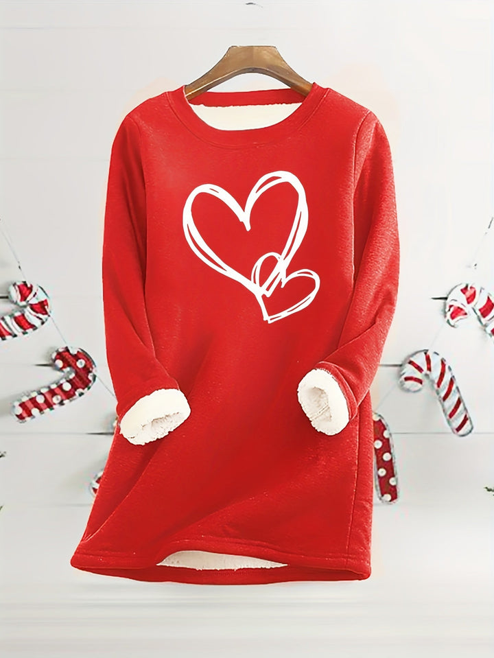 Gail - Cozy Heart Print Thermal Jumper