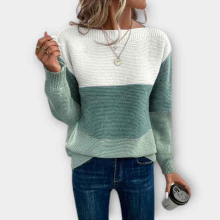 Charlotte - Elegant Three-Colour Patchwork Sweater