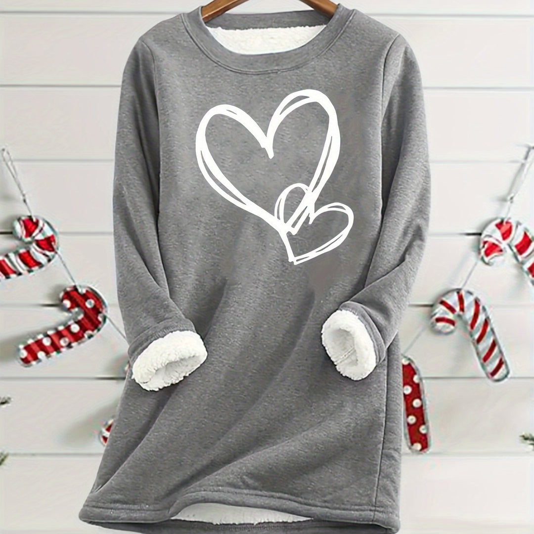 Gail - Cozy Heart Print Thermal Jumper