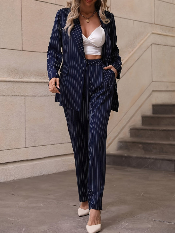 Anice - Elegant Striped Blazer And Trousers Set