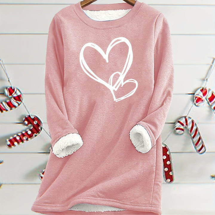 Gail - Cozy Heart Print Thermal Jumper