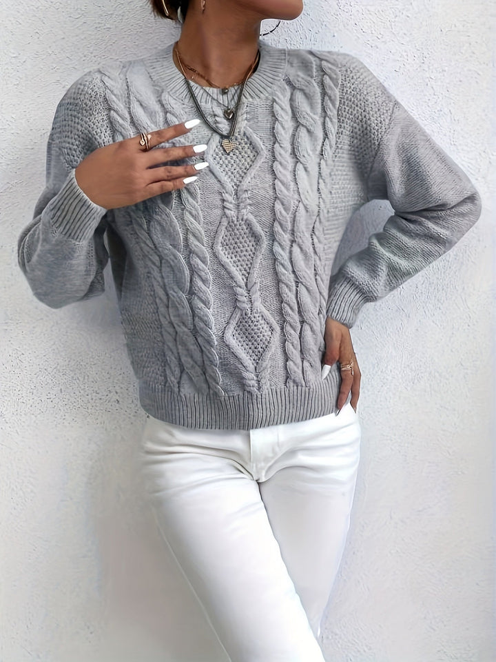 Holly™ - Cable Knit Crew Neck Sweater