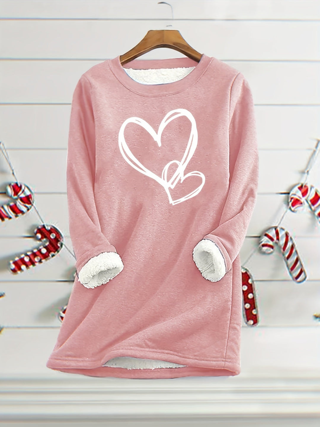 Gail - Cozy Heart Print Thermal Jumper