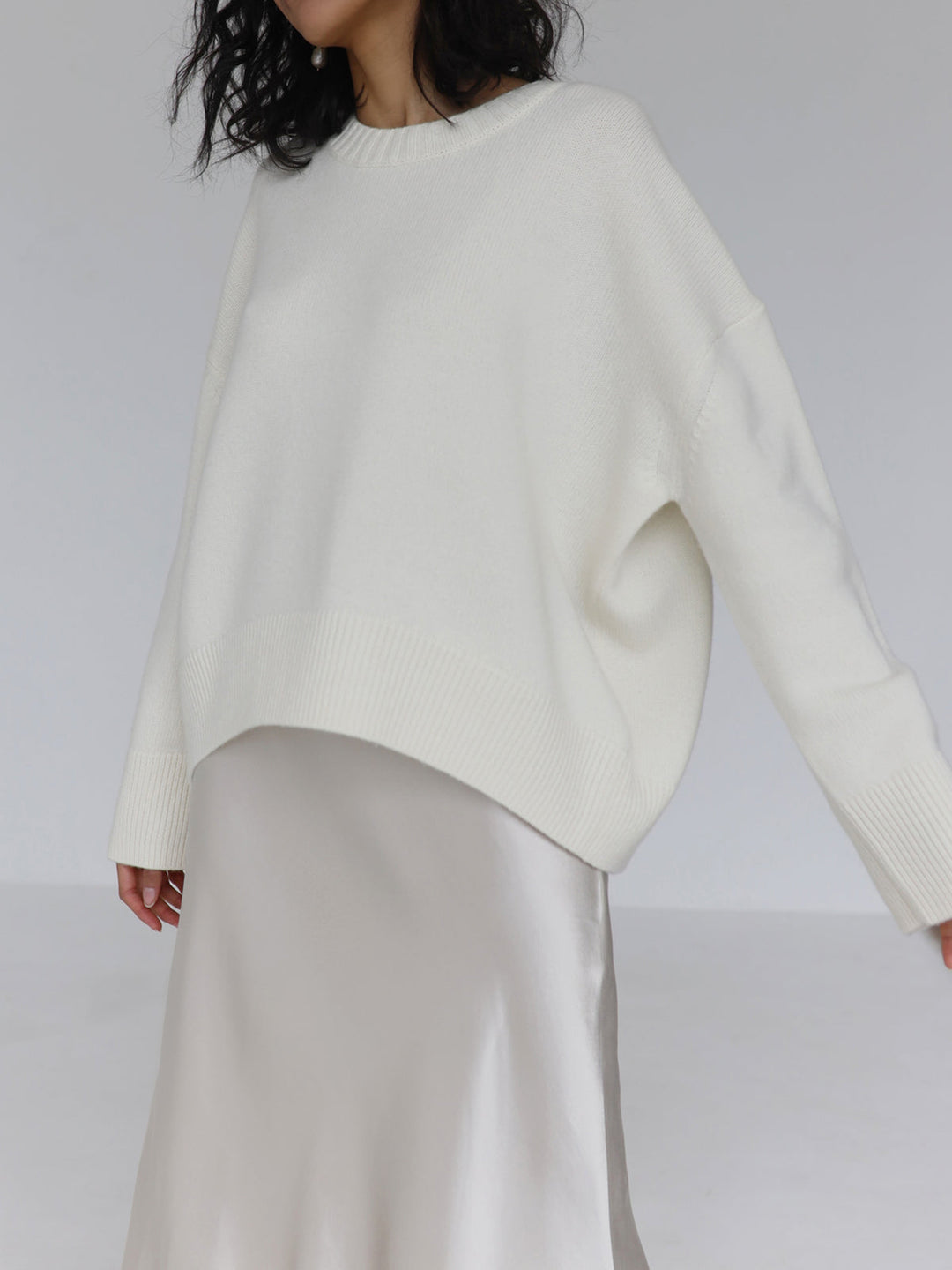 Deanne - Oversized Crewneck Knit Sweater