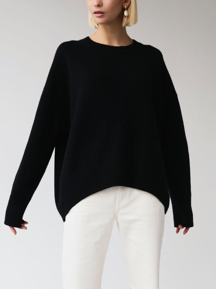 Deanne - Oversized Crewneck Knit Sweater