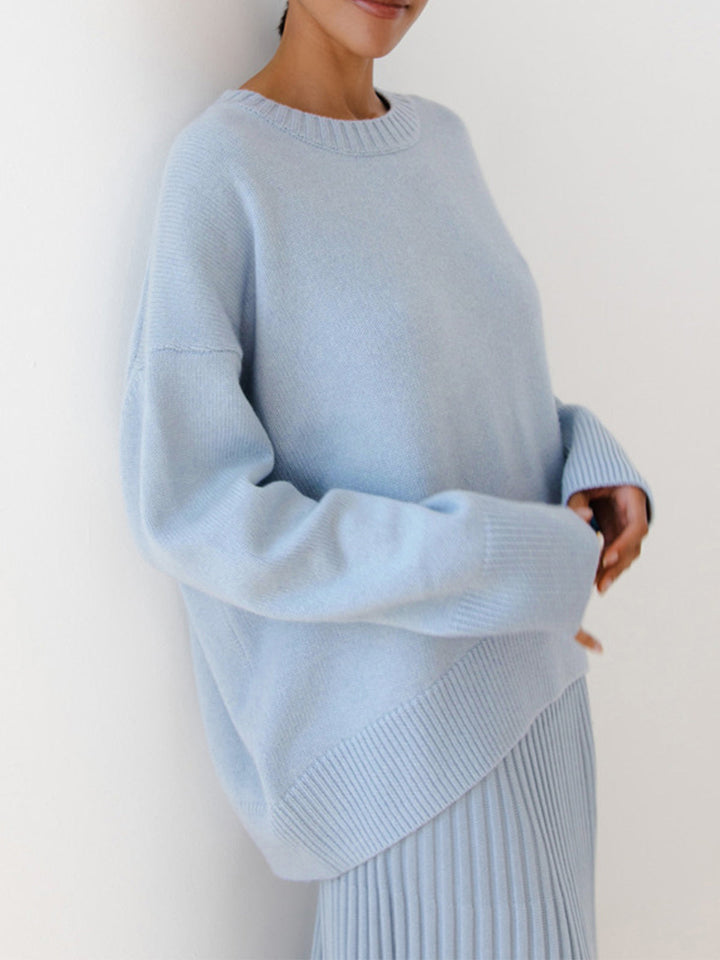 Deanne - Oversized Crewneck Knit Sweater