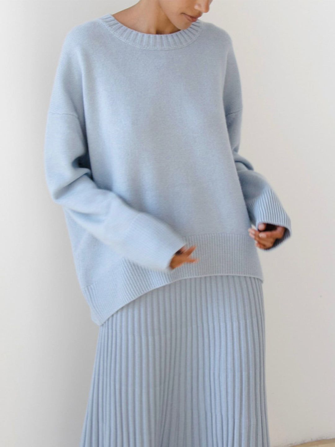 Deanne - Oversized Crewneck Knit Sweater