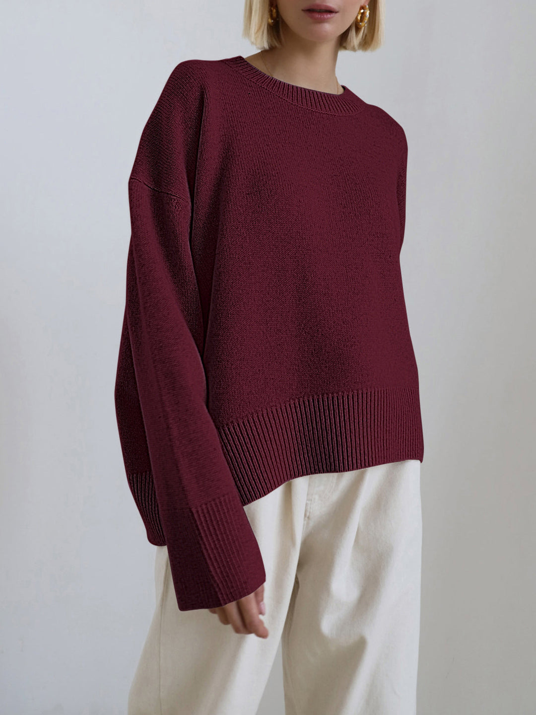 Deanne - Oversized Crewneck Knit Sweater