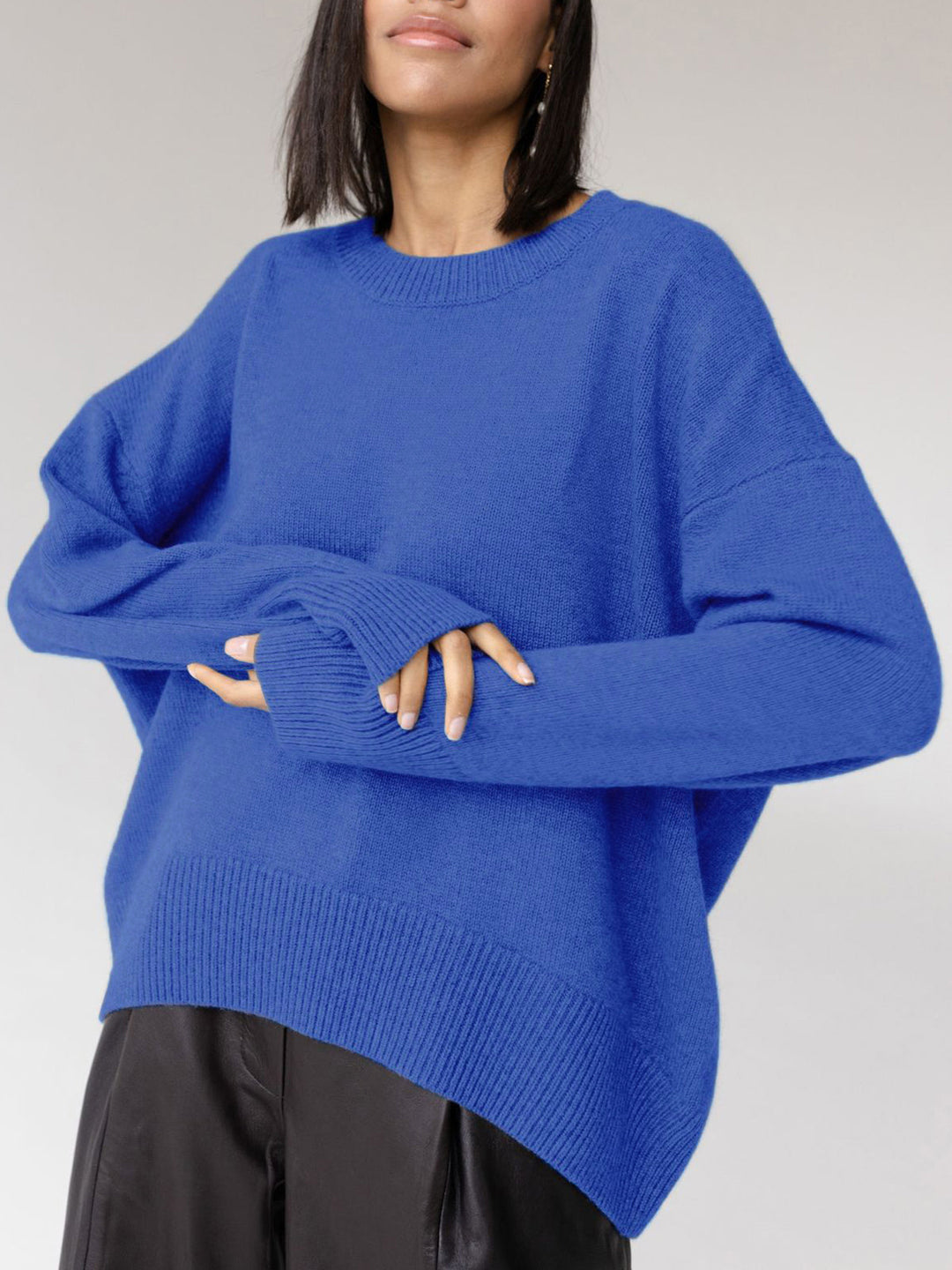 Deanne - Oversized Crewneck Knit Sweater
