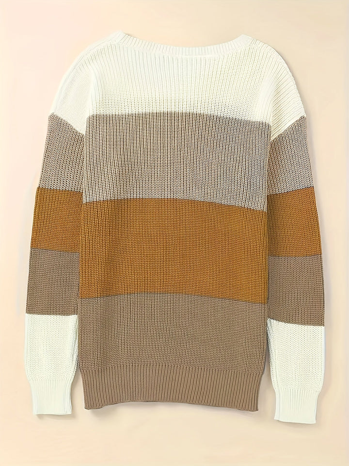 Cira - Stylish Block Crew Neck Sweater