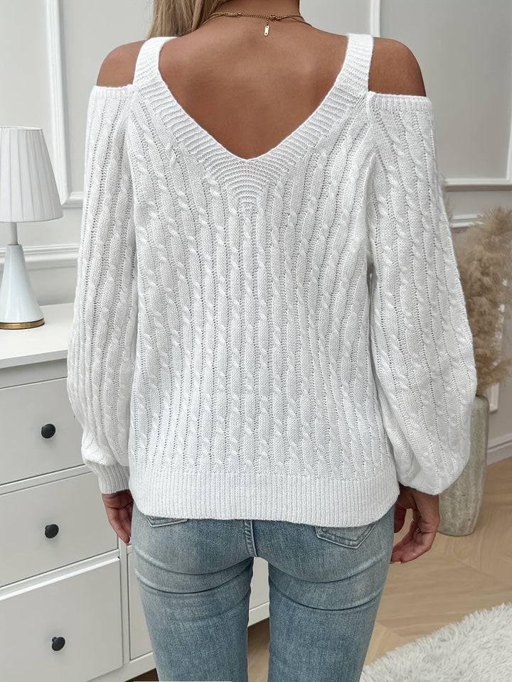 Sonia - Stylish Cable Knit V Neck Pullover