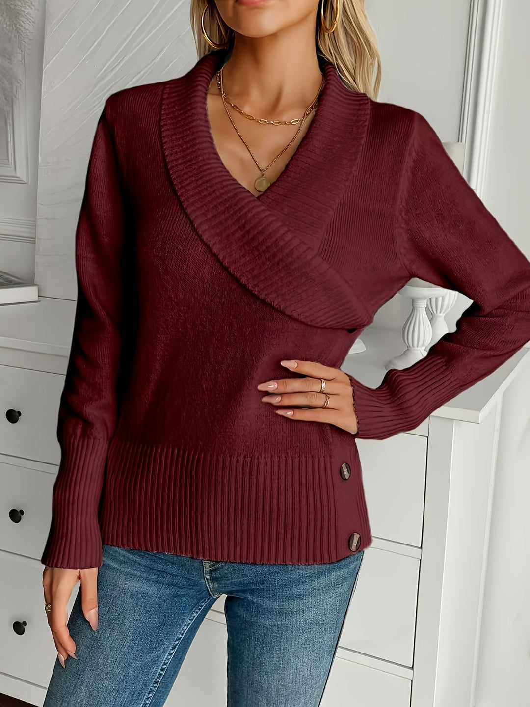 Shellie - Elegant Jumper with Buttons