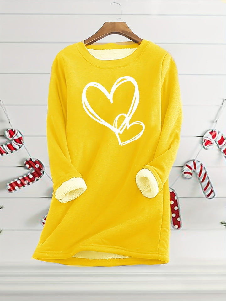 Gail - Cozy Heart Print Thermal Jumper