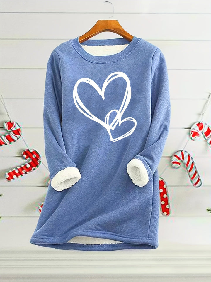 Gail - Cozy Heart Print Thermal Jumper
