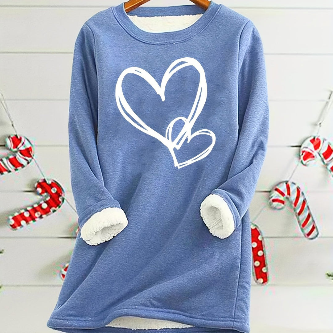 Gail - Cozy Heart Print Thermal Jumper