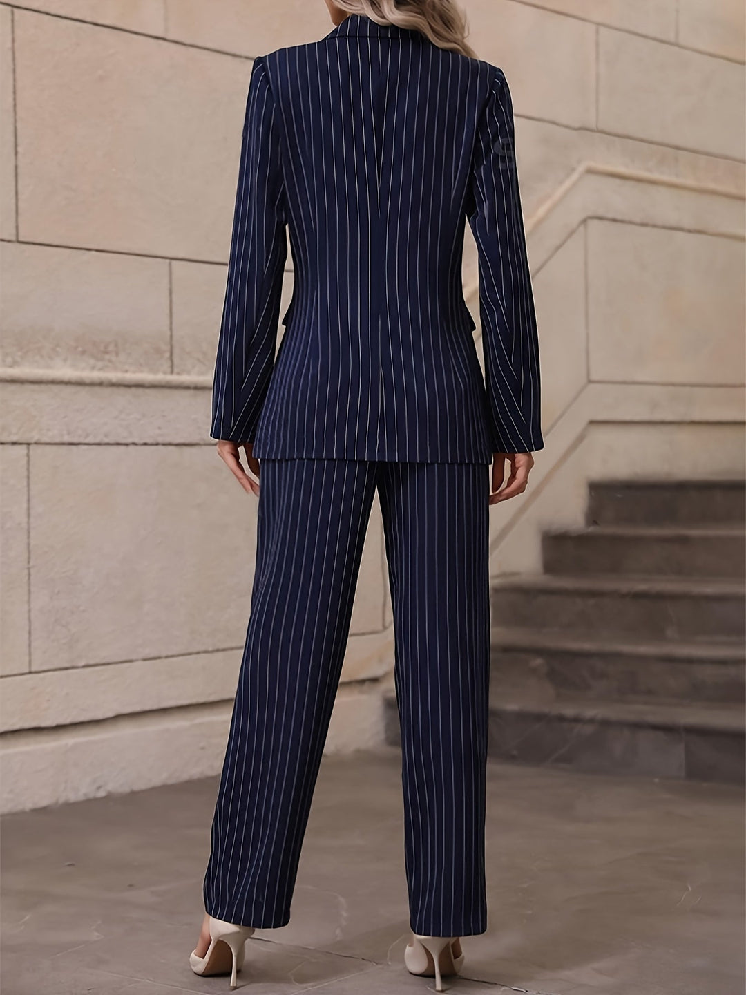 Anice - Elegant Striped Blazer And Trousers Set